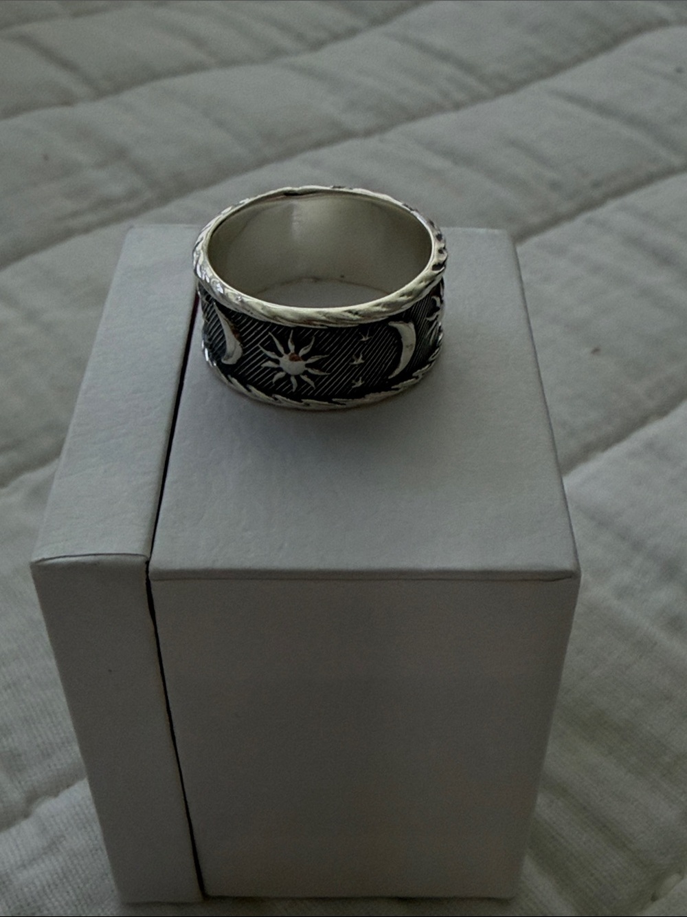 Silver Celestial Band Ring - Black and Silver